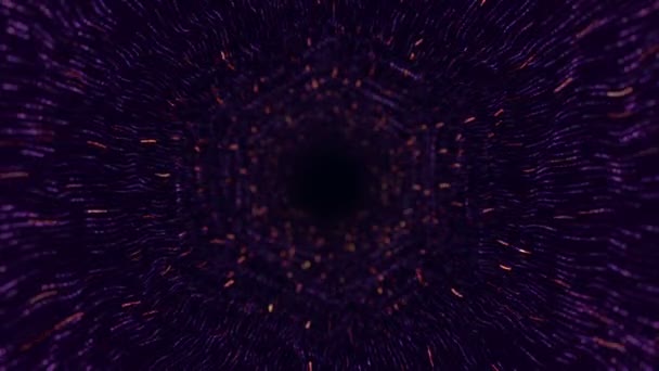 Abstract Technology Background Animation Flying Tunnel Purple Stripes Flickering Particles — Stockvideo