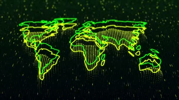 技术背景下的地球地图3D动画镜头 无缝循环 — 图库视频影像