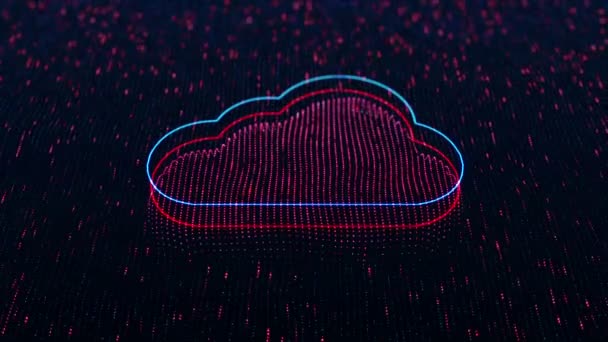 Teknologisk Baggrund Med Skinnende Cloud Ikon Mørk Baggrund Problemfri Løkke – Stock-video