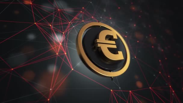 Animation Πλάνα Του Ευρώ Εικονίδιο Περιστρεφόμενο Κύκλο Στο Φόντο Της — Αρχείο Βίντεο