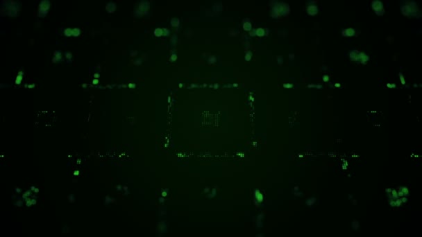 Fond technologique abstrait avec animation de points scintillants verts, Animation de boucle transparente 