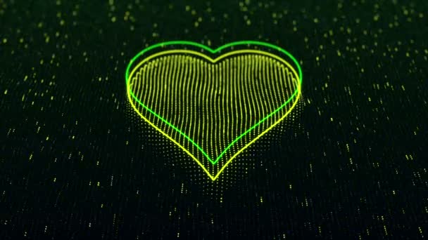Τεχνολογικό Υπόβαθρο Λαμπερό Εικονίδιο Της Καρδιάς Σκούρο Φόντο Απρόσκοπτη Θηλιά — Αρχείο Βίντεο