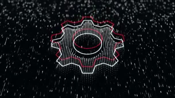 Technological Background Shiny Gear Icon Dark Background Seamless Loop — Stock Video