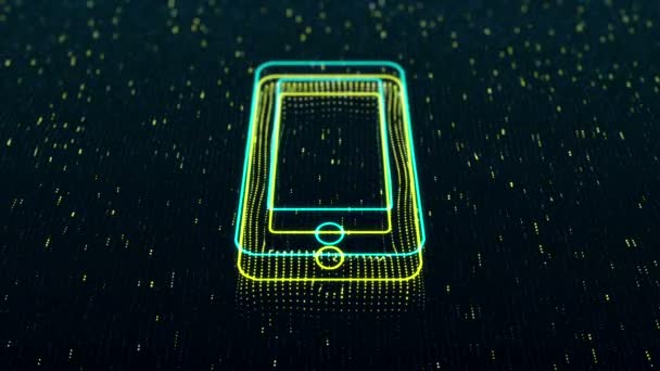 Fundo Tecnológico Com Ícone Smartphone Brilhante Fundo Escuro Loop Sem — Vídeo de Stock