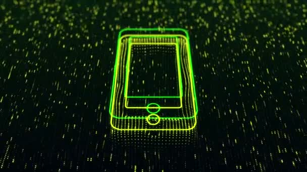 Fondo Tecnológico Con Icono Brillante Smartphone Sobre Fondo Oscuro Lazo — Vídeo de stock