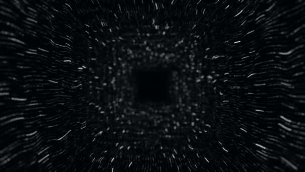 从白条和闪烁粒子进入隧道动画作为数据传输 无缝环路动画的技术背景 — 图库视频影像