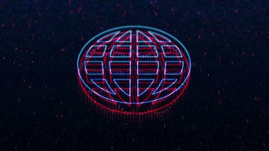 Teknoloji arka planında dünya haritasının 3 boyutlu animasyon görüntüleri, kusursuz döngü