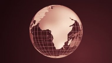 Soyut koyu kırmızı zemin, Dünya 'nın cama göre dönüşü, pürüzsüz döngü animasyonu 