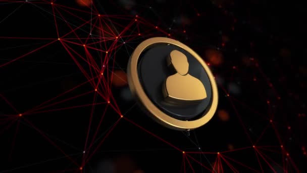 Vidéo d'animation 3D de l'icône de la personne avec cercle rotatif sur fond de technologie, boucle transparente 