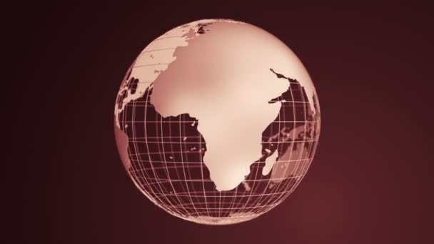 Abstrait fond rouge foncé avec rotation du globe terrestre à partir de verre, Animation de boucle sans couture  