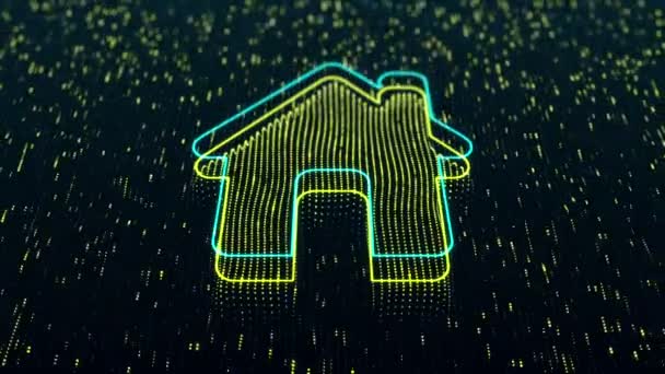 Technological Background Shiny Home Icon Dark Background Seamless Loop — Stock Video