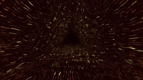 金条飞入隧道动画和闪烁粒子作为数据传输 无缝环路动画的技术背景 — 图库视频影像