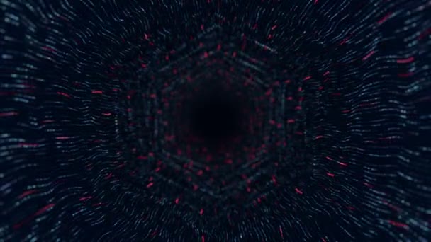 Fondo Tecnología Abstracta Con Animación Volar Túnel Rayas Colores Partículas — Vídeo de stock