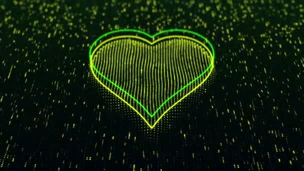 Технологічний Фон Блискучою Іконою Серця Темному Фоні Безшовна Петля — стокове відео