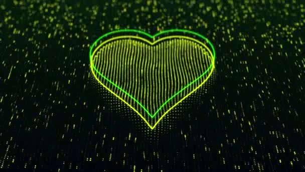 Technological Background Shiny Heart Icon Dark Background Seamless Loop — 비디오