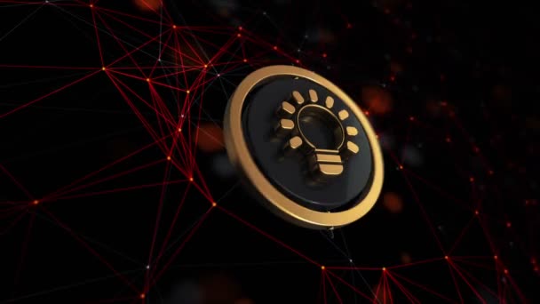 Images d'animation 3D de l'icône de la lampe avec cercle rotatif sur fond de technologie, boucle transparente 