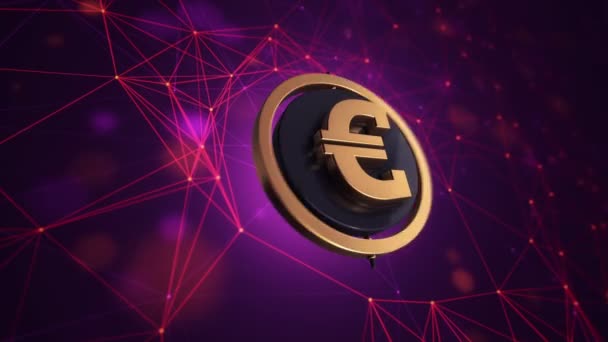 Animationsfilm Von Euro Symbol Mit Rotierendem Kreis Auf Technologie Hintergrund — Stockvideo