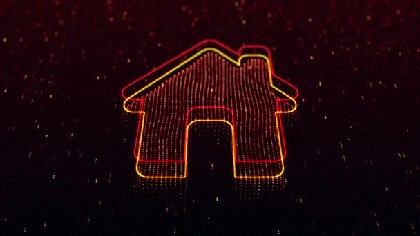 Technological Background Shiny Home Icon Dark Background Seamless Loop — Stock Video