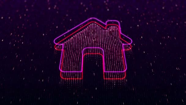 Technological Background Shiny Home Icon Dark Background Seamless Loop — 비디오