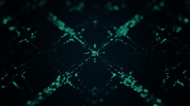 Fond technologique abstrait avec animation de points scintillants verts, Animation de boucle transparente 