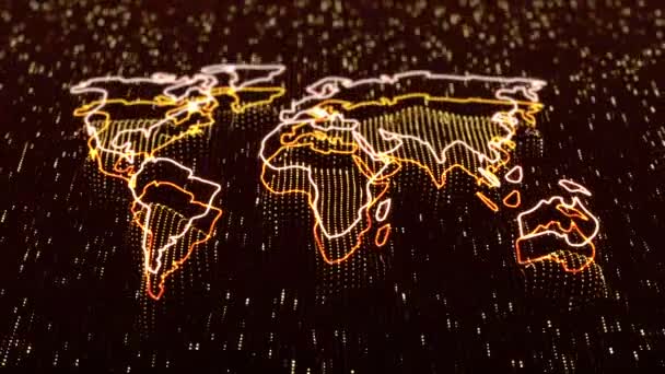 Animation Πλάνα Του Χάρτη Της Γης Στο Υπόβαθρο Της Τεχνολογίας — Αρχείο Βίντεο