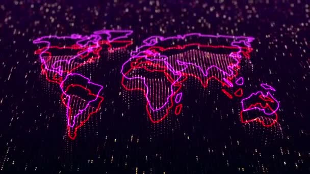 技术背景下的地球地图3D动画镜头 无缝循环 — 图库视频影像