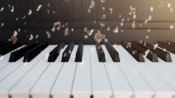 Fond Avec Animation Touches Piano Symboles Volants Notes Musique Animation — Video