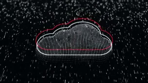 Technological Background Shiny Cloud Icon Dark Background Seamless Loop — Stock Video