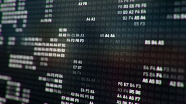 Bilgisayar ekranında farklı yapılandırmalarda beyaz ikili kodu temsil eden teknolojik arkaplan, kusursuz döngünün animasyonu