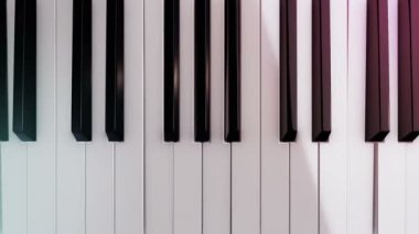 Piyano tuşlarına basılı piyano çalma animasyonuyla arka plan, sorunsuz döngünün animasyonu 
