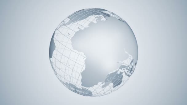 Fondo Abstracto Con Rotación Gris Earth Globe Partir Vidrio Animación — Vídeos de Stock