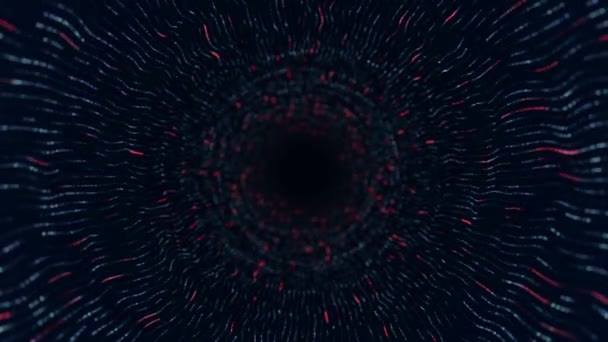 Fondo Tecnología Abstracta Con Animación Volar Túnel Rayas Colores Partículas — Vídeo de stock