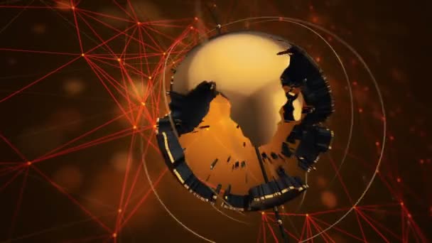 Animationsfilm Von Globus Auf Technologie Hintergrund Nahtlose Schleife — Stockvideo