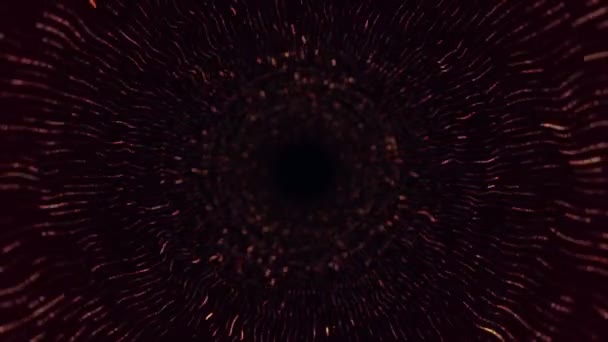 Abstract Technology Background Animation Flying Tunnel Red Stripes Flickering Particles — Stockvideo