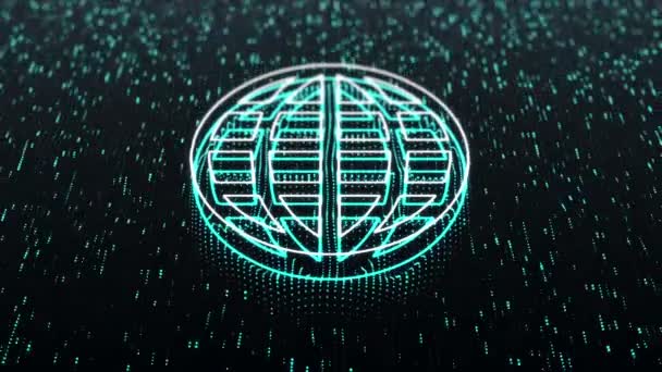 Technologischer Hintergrund Mit Glänzendem Globus Symbol Auf Dunklem Hintergrund Nahtlose — Stockvideo