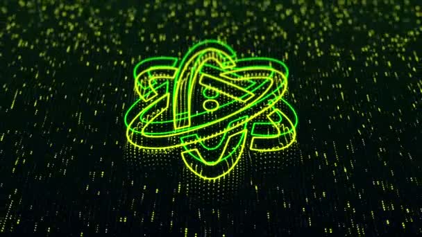 Technologischer Hintergrund Mit Glänzendem Wissenschaftssymbol Auf Dunklem Hintergrund Nahtlose Schleife — Stockvideo