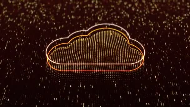 Fond Technologique Avec Icône Nuage Brillant Sur Fond Sombre Boucle — Video