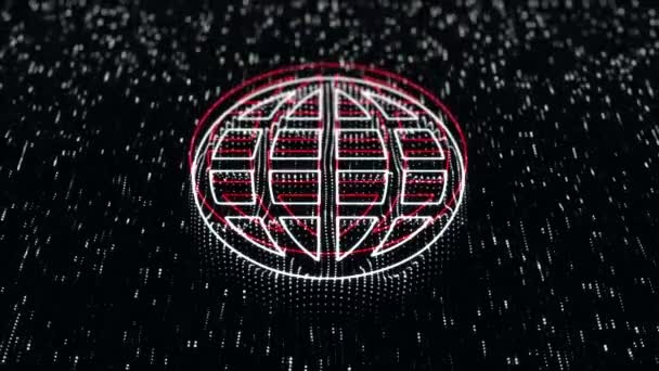 Technologischer Hintergrund Mit Glänzendem Globus Symbol Auf Dunklem Hintergrund Nahtlose — Stockvideo