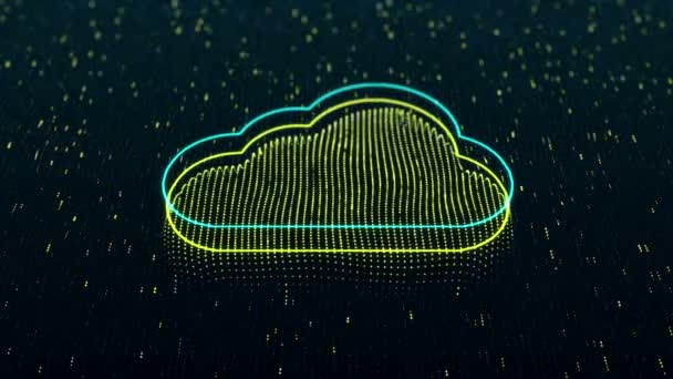 Technological Background Shiny Cloud Icon Dark Background Seamless Loop — 비디오