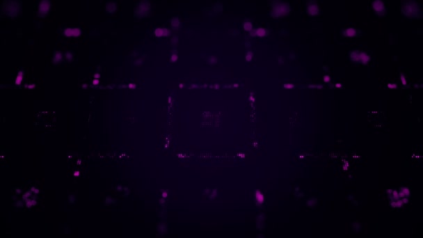 Fond technologique abstrait avec animation de points scintillants violets, Animation de boucle transparente 