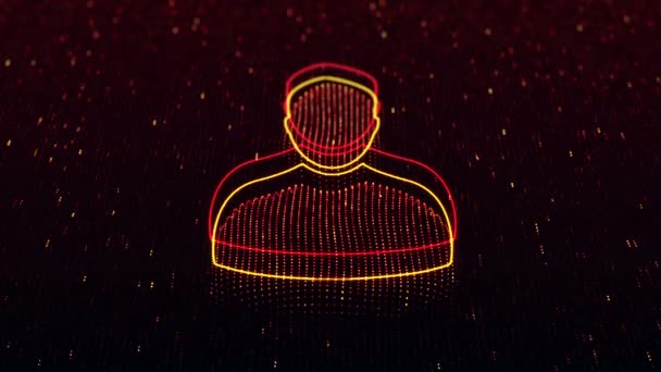 Технологічний Фон Блискучою Піктограмою Користувача Темному Фоні Безшовна Петля — стокове відео