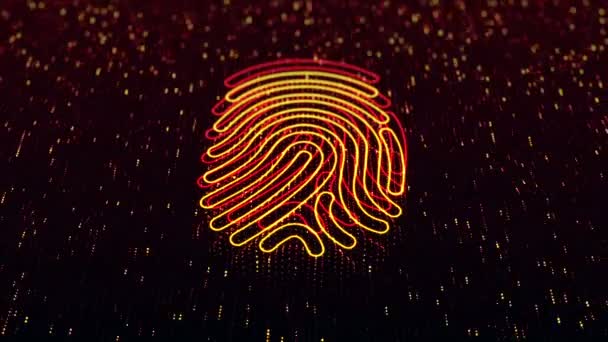 Technologischer Hintergrund Mit Glänzendem Fingerabdrucksymbol Auf Dunklem Hintergrund Nahtlose Schleife — Stockvideo