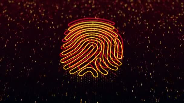 Technological Background Shiny Finger Print Icon Dark Background Seamless Loop — Stock Video