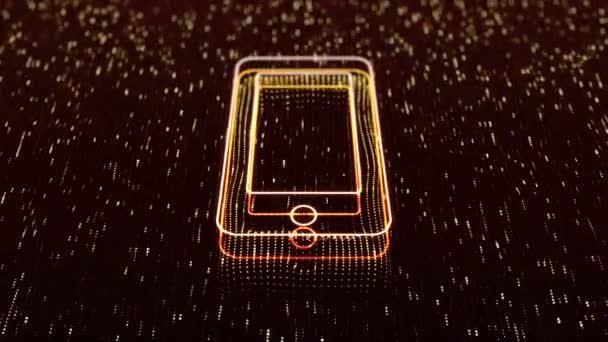 Technological Background Shiny Smartphone Icon Dark Background Seamless Loop — Stock Video