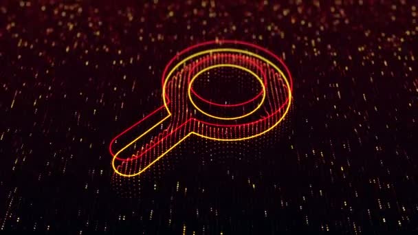 Technological Background Shiny Magnifying Glass Icon Dark Background Seamless Loop — Stock Video