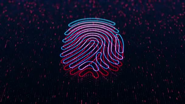 Technological Background Shiny Finger Print Icon Dark Background Seamless Loop — Stock Video