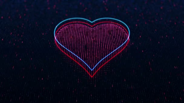 技术背景与闪亮的心脏图标在黑暗的背景 无缝圈 — 图库视频影像