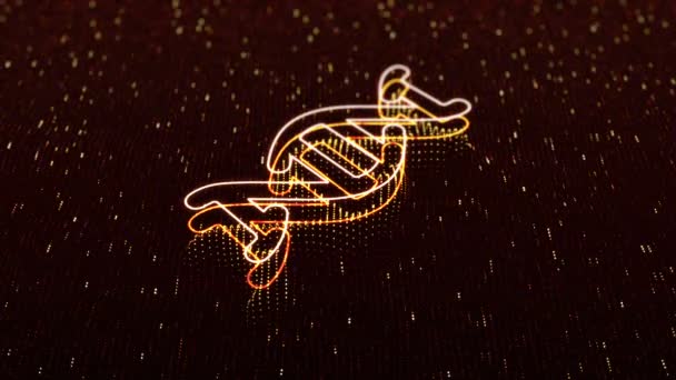 Technological Background Shiny Dna Icon Dark Background Seamless Loop — Stock Video