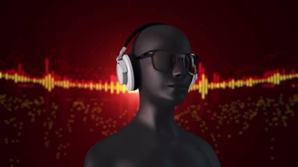 사람의 헤드폰 음악을 추상적 솔기없는 애니메이션 — 비디오