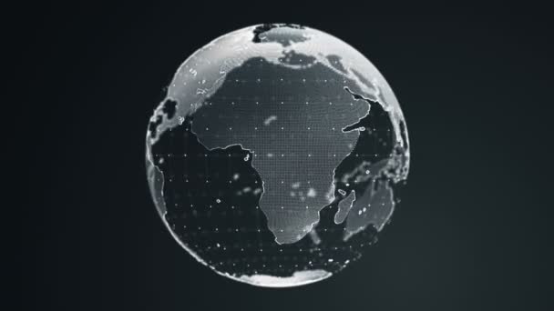 Abstrato Fundo Escuro Com Rotação Cinza Terra Globo Vidro Animação — Vídeo de Stock
